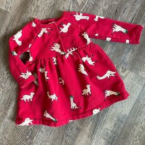 Hanna Andersson long sleeve llama print dress